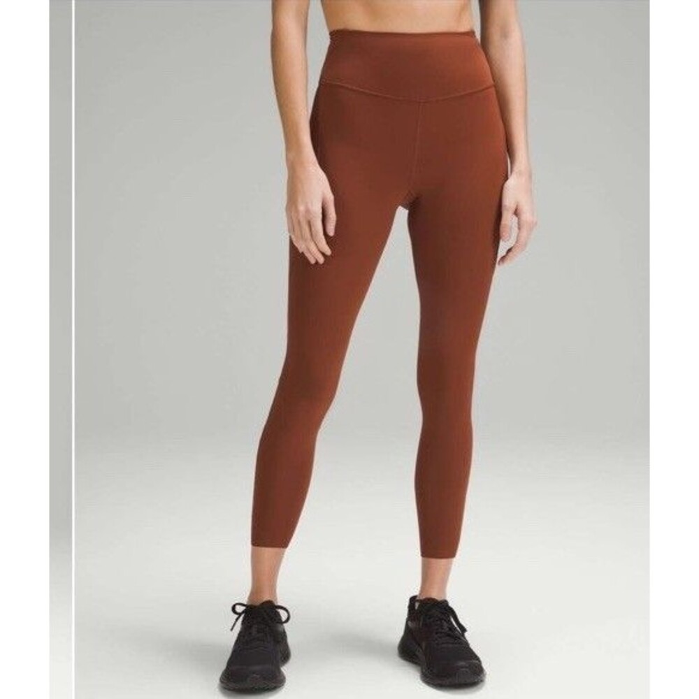 LULULEMON POWER THRU HIGH RISE TIGHT 25 COPPER BROWN SZ 2 SIDE POCKET Excellent